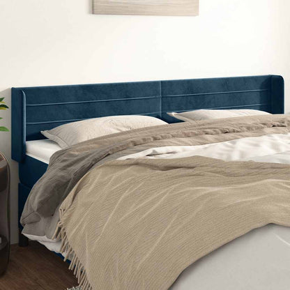 Kopfteil mit Ohren Dunkelblau 203x16x78/88 cm Samt