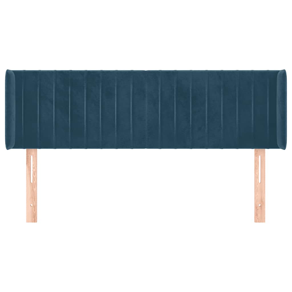 Kopfteil mit Ohren Dunkelblau 147x16x78/88 cm Samt