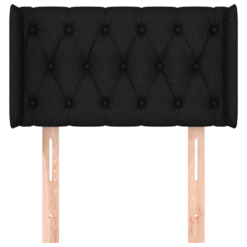 Kopfteil mit Ohren Schwarz 83x16x78/88 cm Stoff