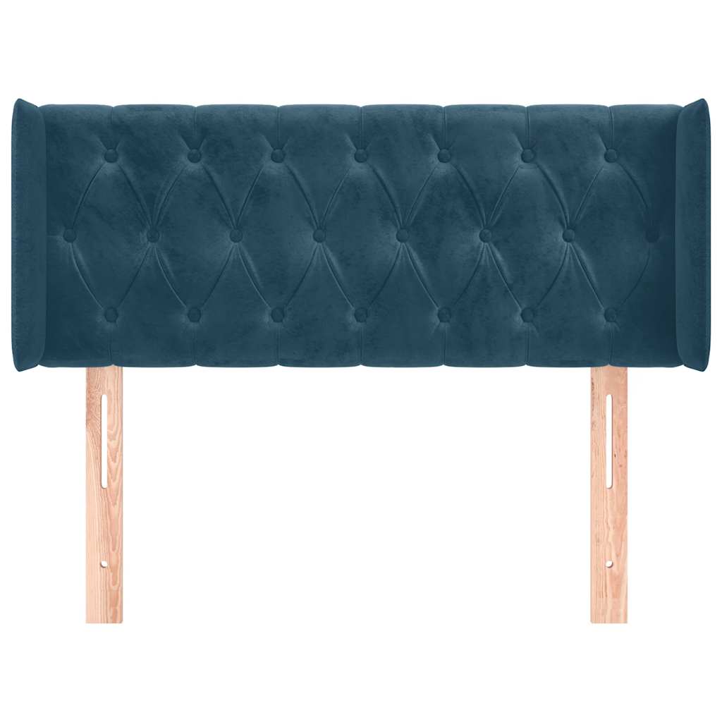 Kopfteil mit Ohren Dunkelblau 93x16x78/88 cm Samt