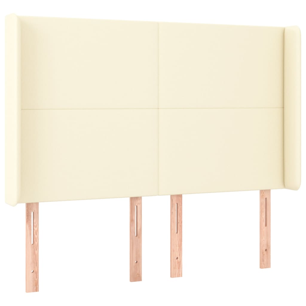 Kopfteil mit Ohren Creme 147x16x118/128 cm Kunstleder