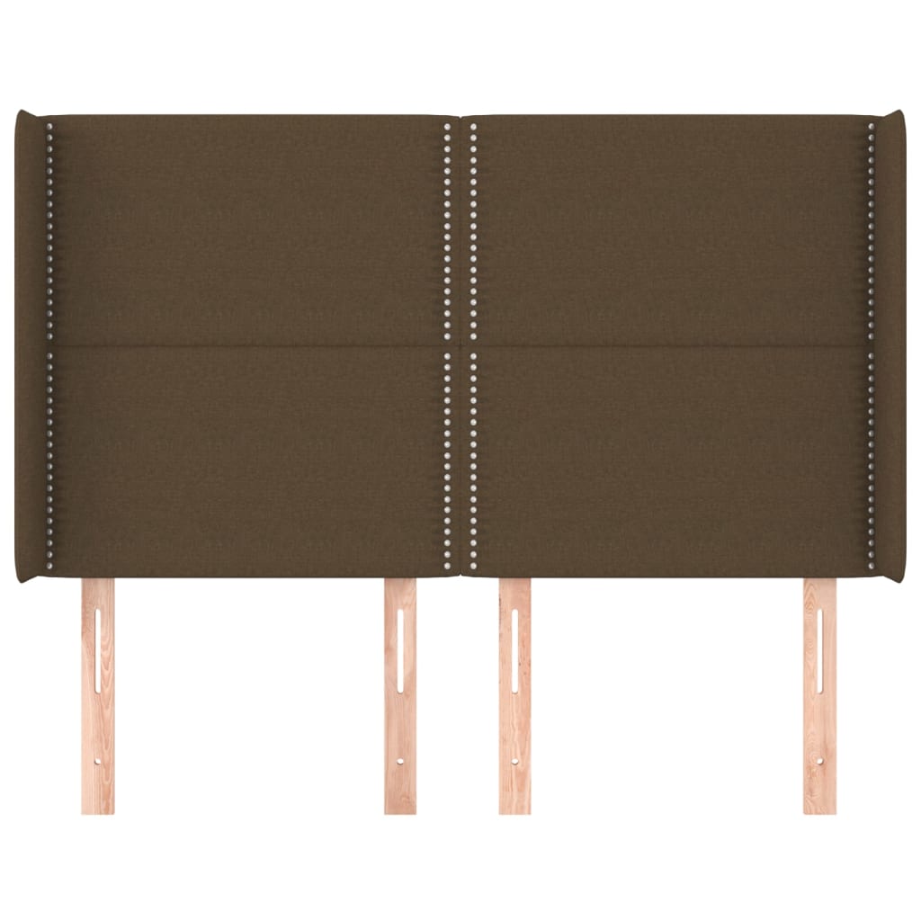 Kopfteil mit Ohren Dunkelbraun 147x16x118/128 cm Stoff