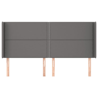 Kopfteil mit Ohren Grau 183x16x118/128 cm Kunstleder