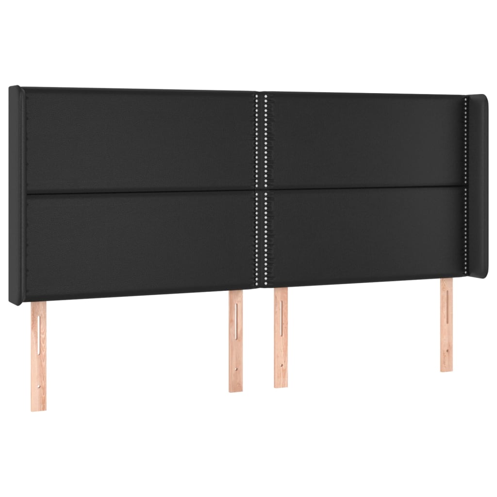 Kopfteil mit Ohren Schwarz 203x16x118/128 cm Kunstleder