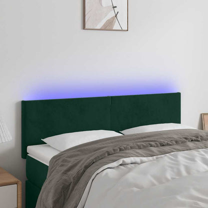 LED Kopfteil Dunkelgrün 144x5x78/88 cm Samt