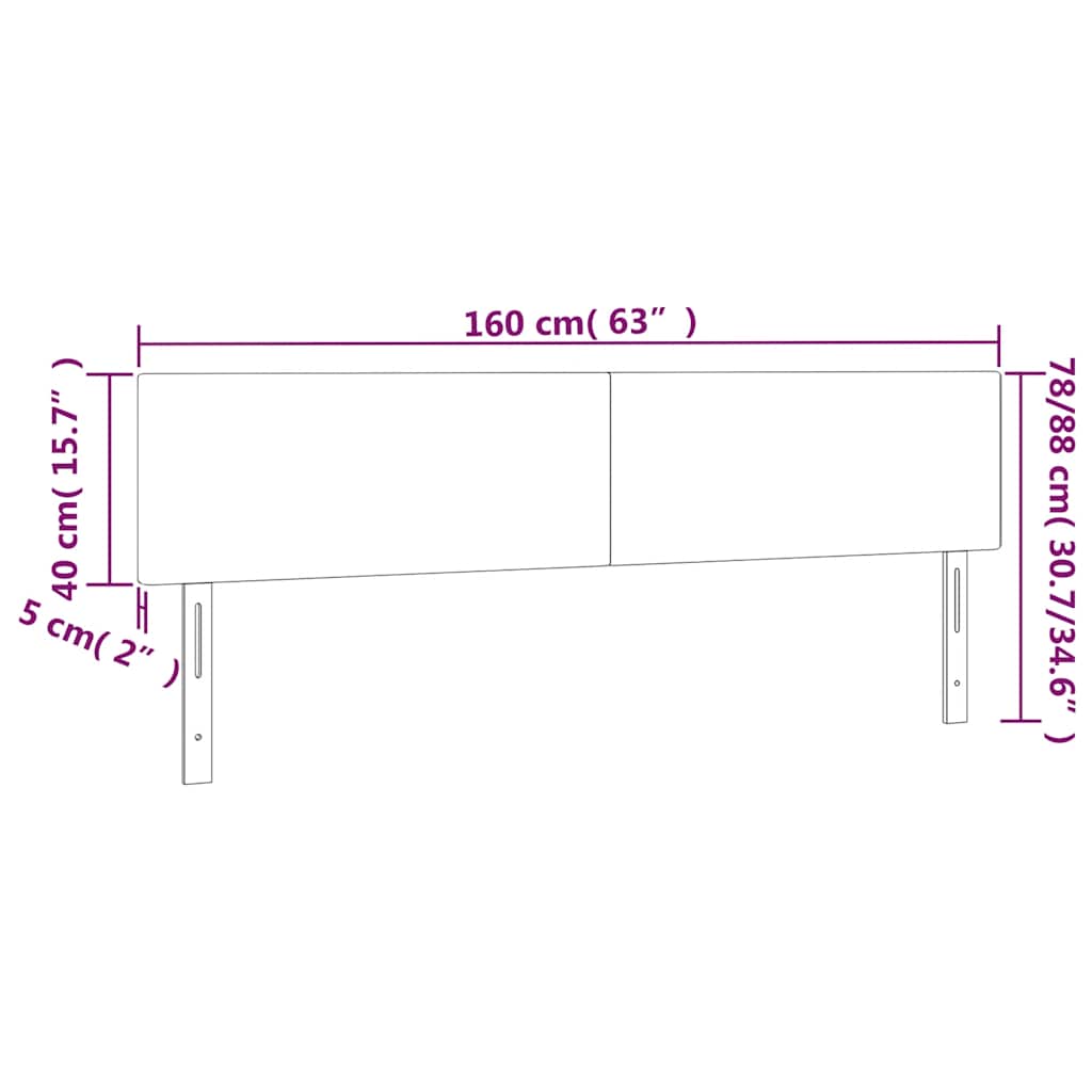 LED Kopfteil Dunkelblau 160x5x78/88 cm Samt