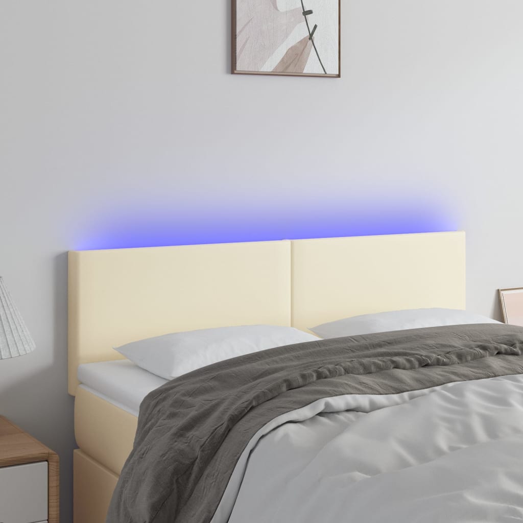 LED Kopfteil Creme 144x5x78/88 cm Kunstleder