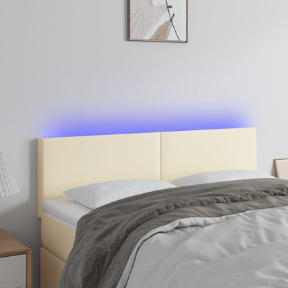 LED Kopfteil Creme 144x5x78/88 cm Kunstleder