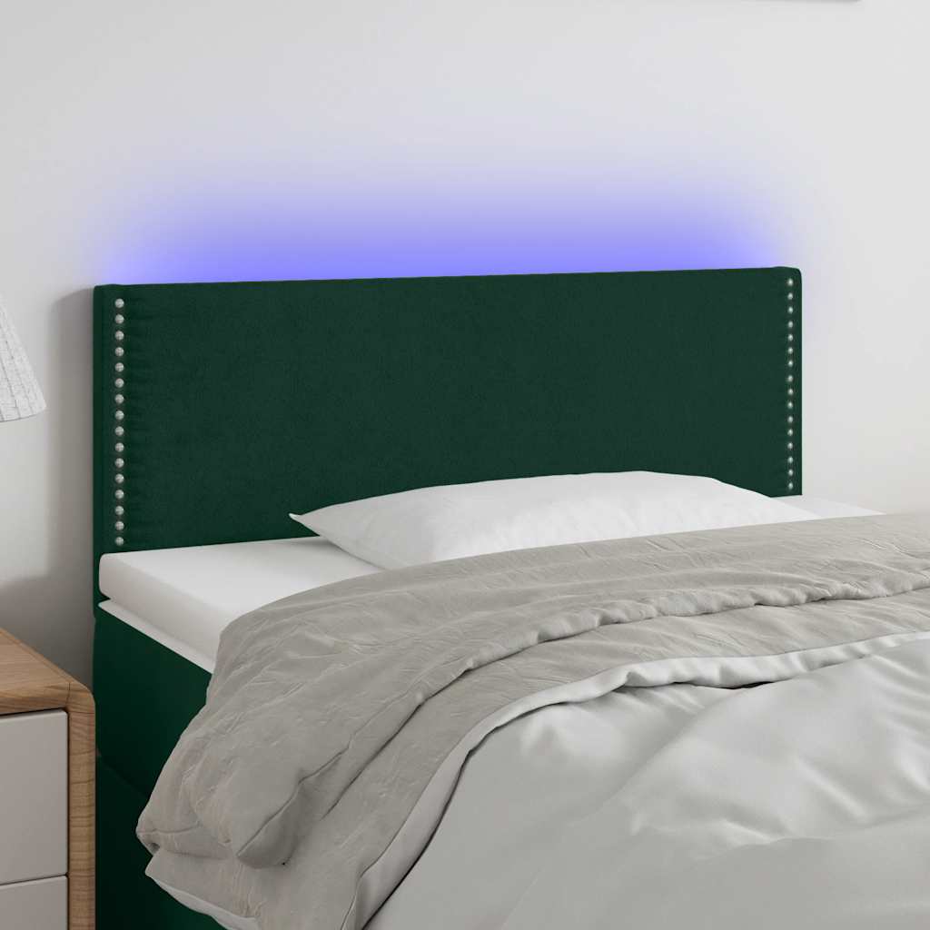 LED Kopfteil Dunkelgrün 100x5x78/88 cm Samt