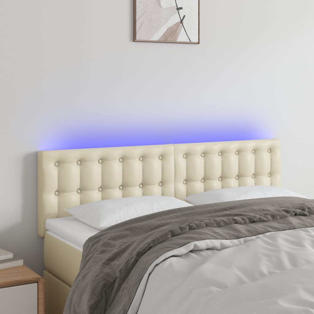 LED Kopfteil Creme 144x5x78/88 cm Kunstleder