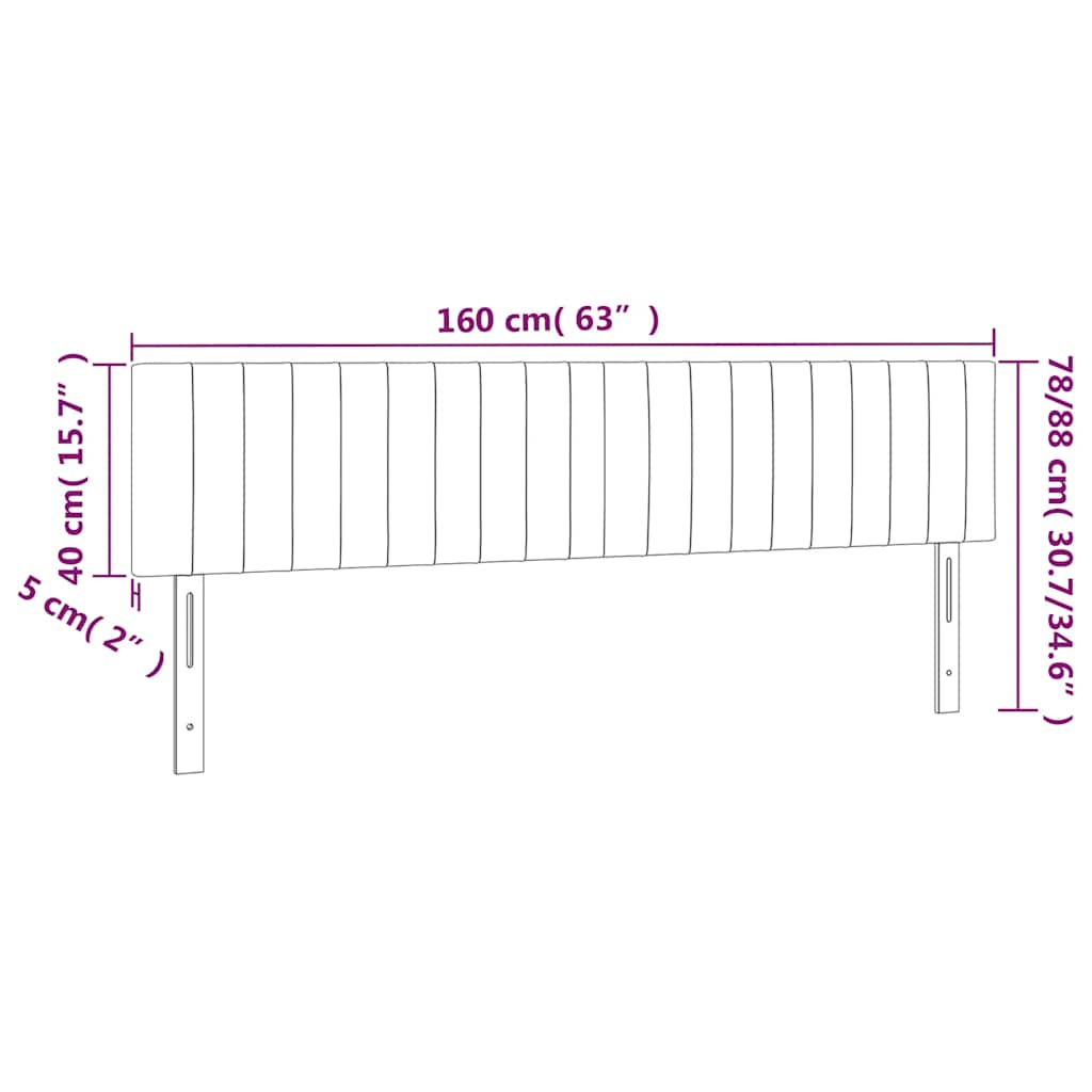 LED Kopfteil Dunkelblau 160x5x78/88 cm Samt