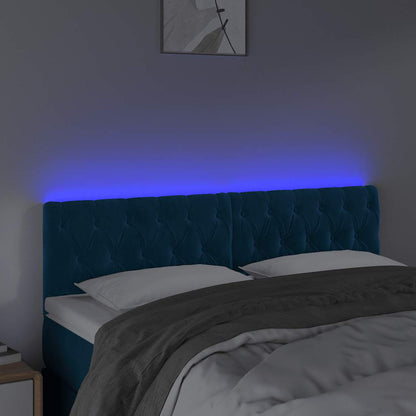 LED Kopfteil Dunkelblau 144x7x78/88 cm Samt