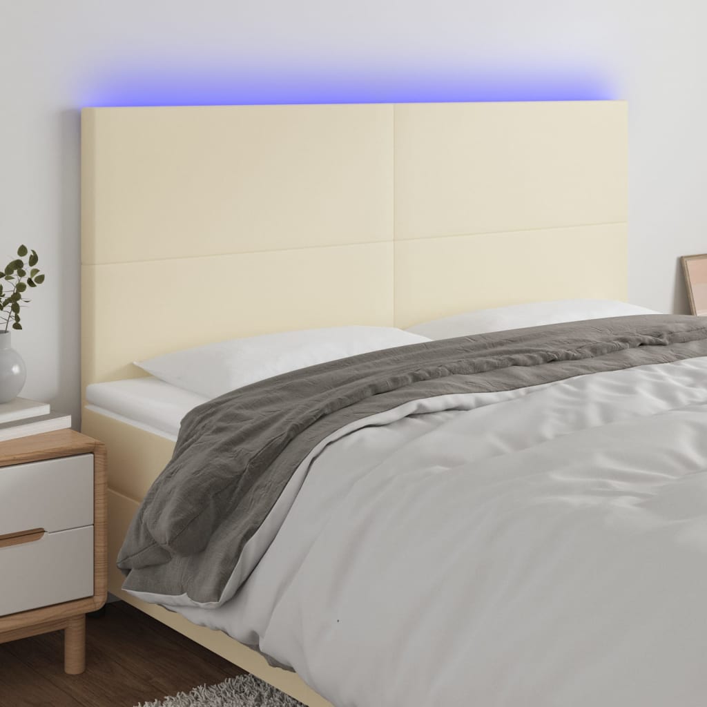 LED Kopfteil Creme 160x5x118/128 cm Kunstleder