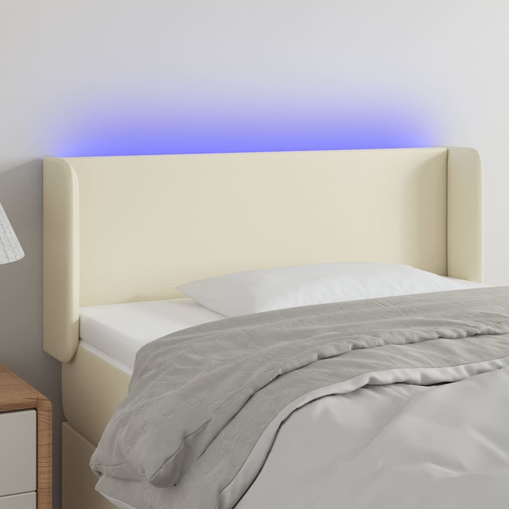 LED Kopfteil Creme 83x16x78/88 cm Kunstleder
