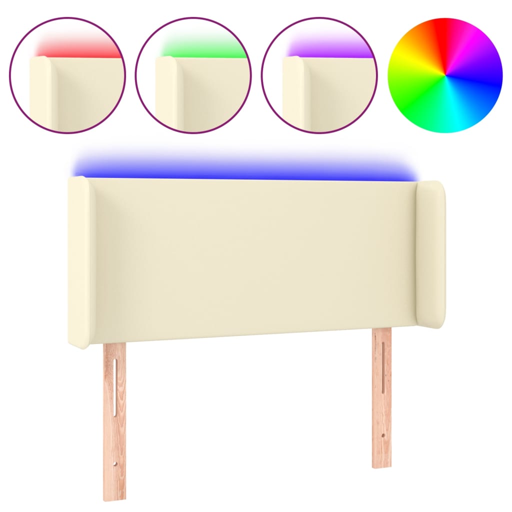 LED Kopfteil Creme 93x16x78/88 cm Kunstleder