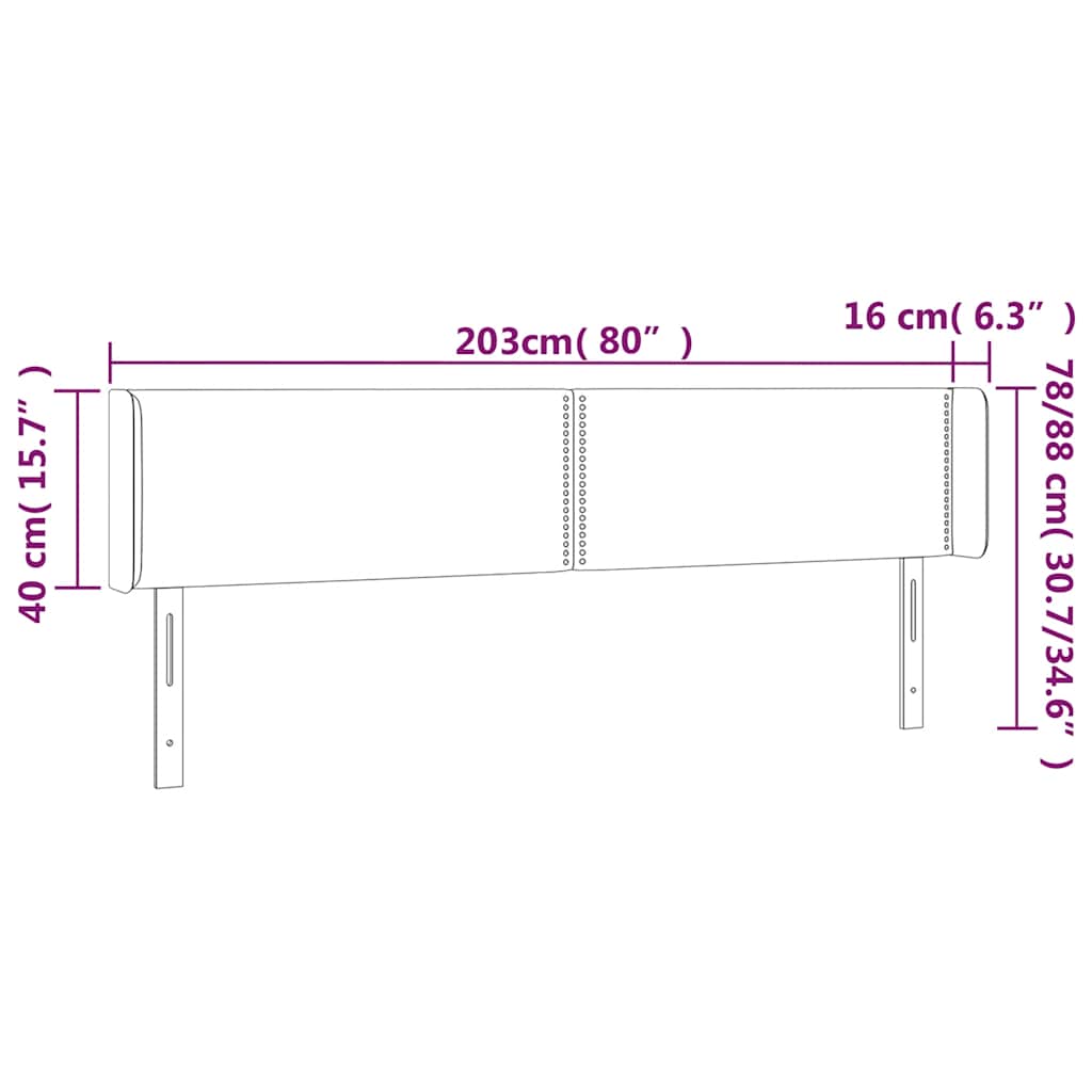 LED Kopfteil Dunkelgrün 203x16x78/88 cm Samt