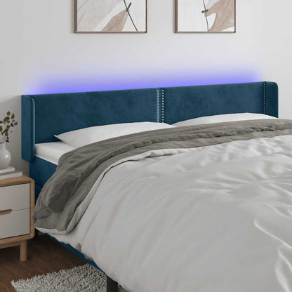 LED Kopfteil Dunkelblau 203x16x78/88 cm Samt