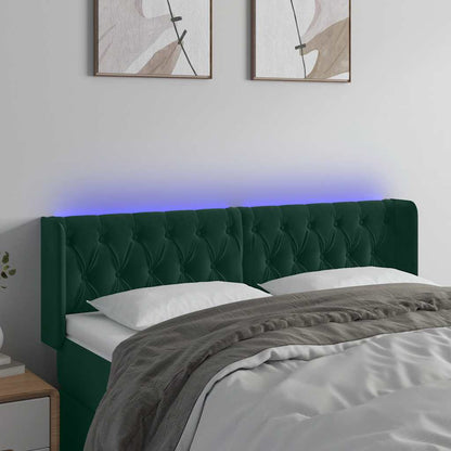 LED Kopfteil Dunkelgrün 163x16x78/88 cm Samt