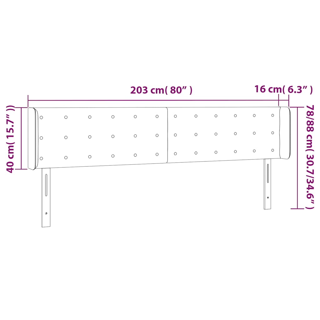 LED Kopfteil Dunkelgrün 203x16x78/88 cm Samt