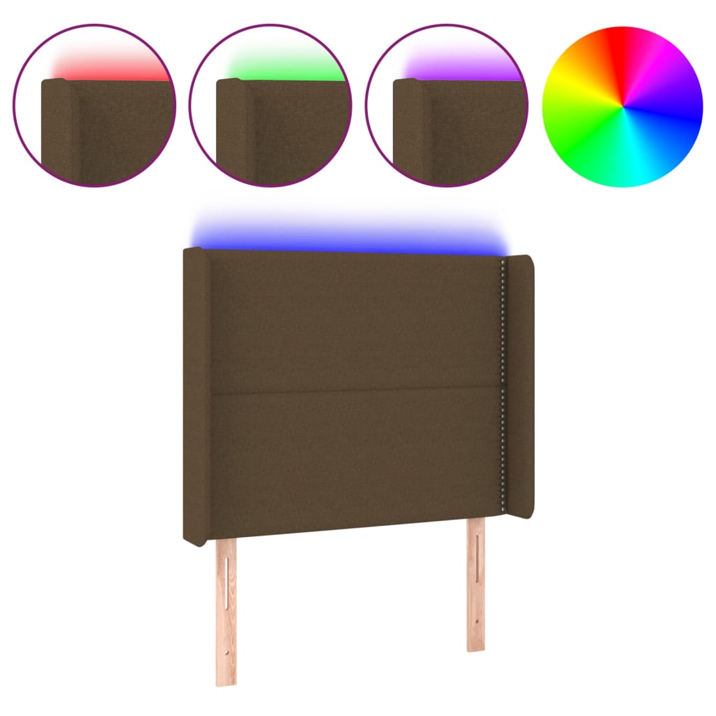 LED Kopfteil Dunkelbraun 93x16x118/128 cm Stoff