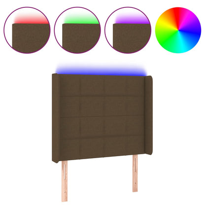 LED Kopfteil Dunkelbraun 83x16x118/128 cm Stoff