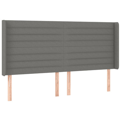 LED Kopfteil Dunkelgrau 183x16x118/128 cm Stoff