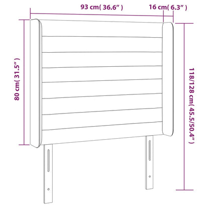 LED Kopfteil Dunkelgrau 93x16x118/128 cm Samt