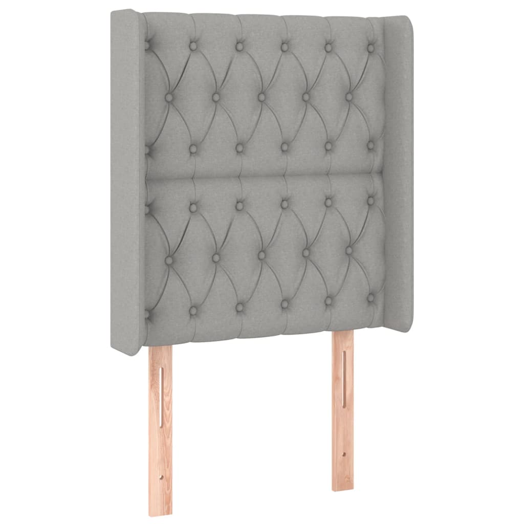 LED Kopfteil Hellgrau 83x16x118/128 cm Stoff