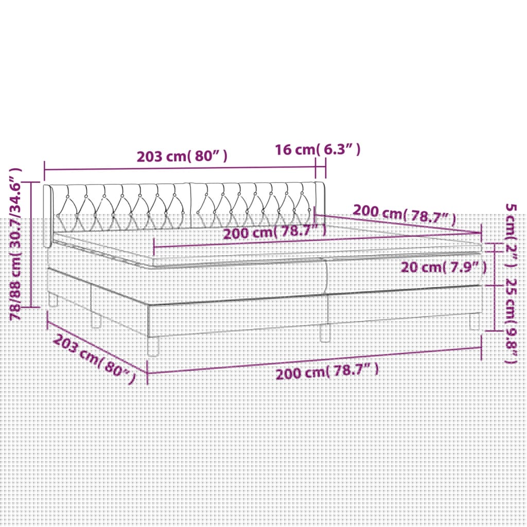 Boxspringbett mit Matratze Schwarz 200x200 cm Stoff