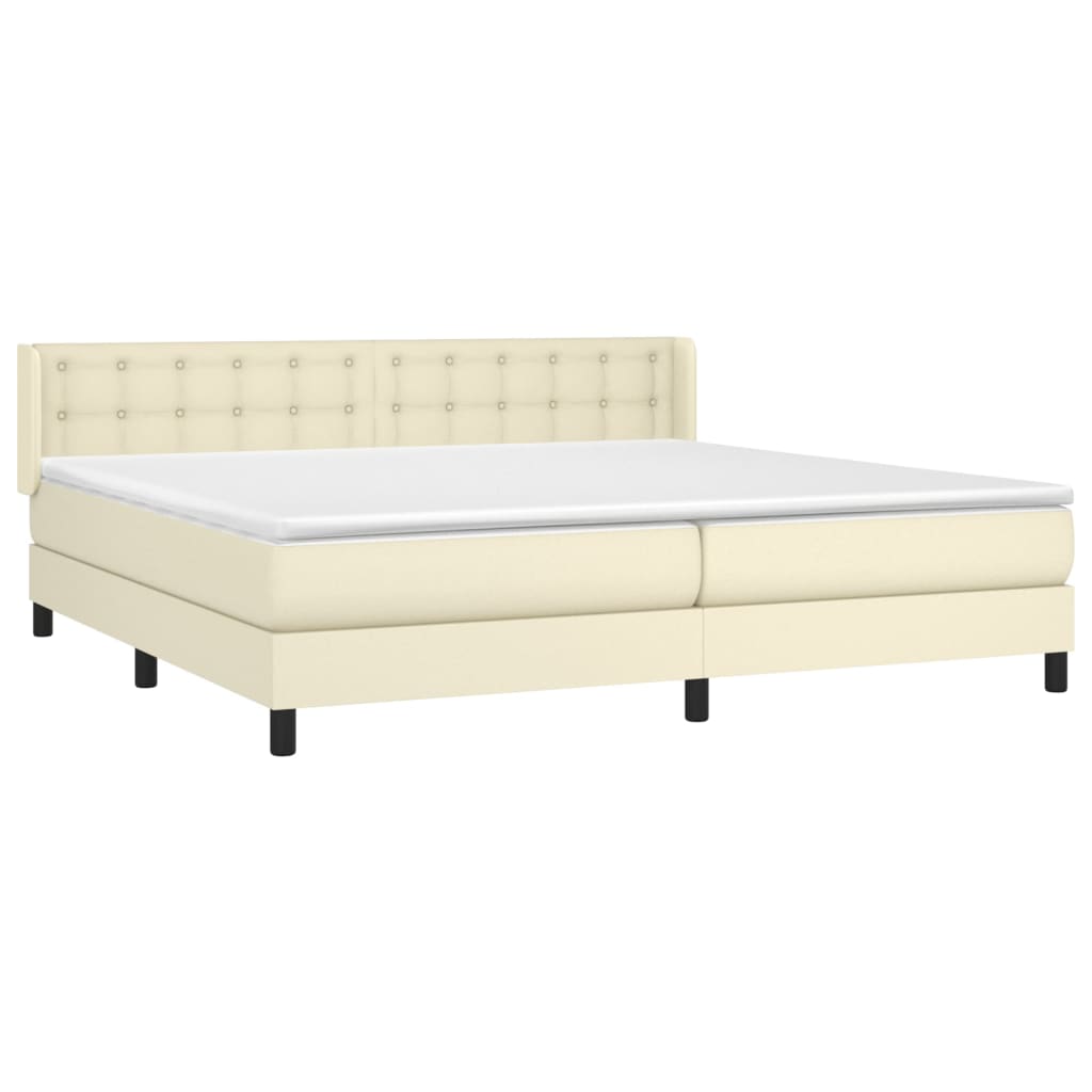 Boxspringbett mit Matratze Creme 200x200 cm Kunstleder