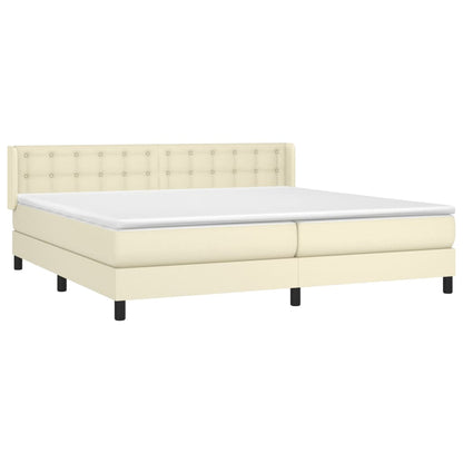 Boxspringbett mit Matratze Creme 200x200 cm Kunstleder