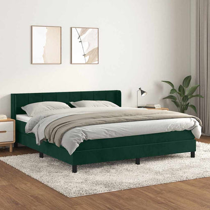 Boxspringbett mit Matratze Dunkelgrün 160x200 cm Samt