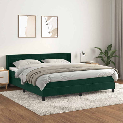 Boxspringbett mit Matratze Dunkelgrün 160x200 cm Samt