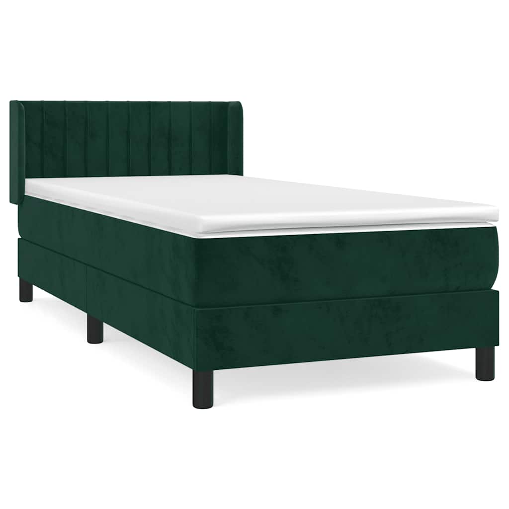 Boxspringbett mit Matratze Dunkelgrün 90x200 cm Samt