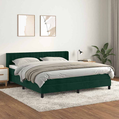 Boxspringbett mit Matratze Dunkelgrün 160x200 cm Samt