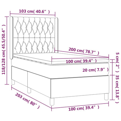 Boxspringbett mit Matratze Dunkelbraun 100x200 cm Stoff