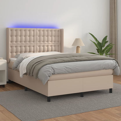 Boxspringbett mit Matratze & LED Cappuccino-Braun 140x190cm