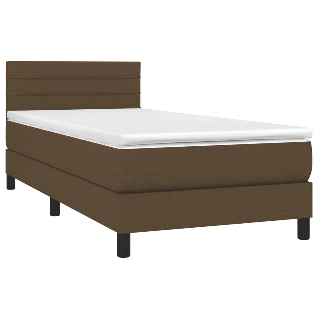 Boxspringbett mit Matratze & LED Dunkelbraun 80x200 cm Stoff