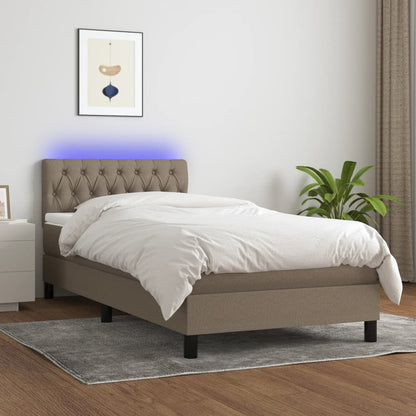 Boxspringbett mit Matratze & LED Taupe 90x190 cm Stoff