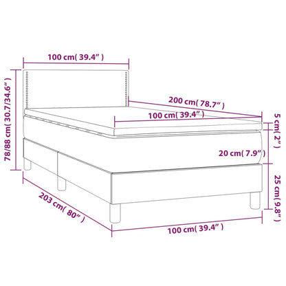 Boxspringbett mit Matratze & LED Dunkelbraun 100x200 cm Stoff