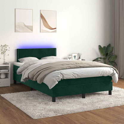 Boxspringbett mit Matratze & LED Dunkelgrün 120x200 cm Samt