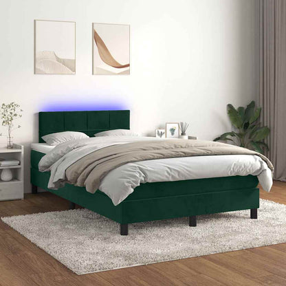 Boxspringbett mit Matratze & LED Dunkelgrün 120x200 cm Samt