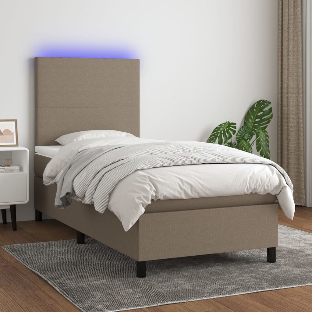 Boxspringbett mit Matratze & LED Taupe 80x200 cm Stoff