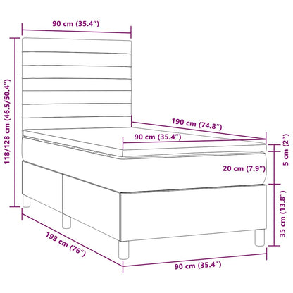 Boxspringbett mit Matratze & LED Taupe 90x190 cm Stoff