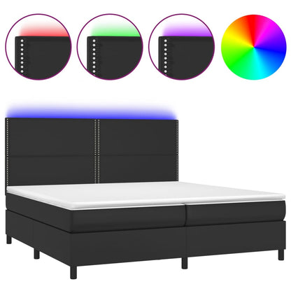 Boxspringbett mit Matratze & LED Schwarz 200x200 cm Kunstleder