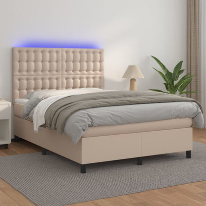 Boxspringbett mit Matratze & LED Cappuccino-Braun 140x190cm