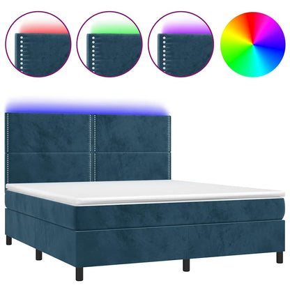 Boxspringbett mit Matratze & LED Dunkelblau 160x200 cm Samt