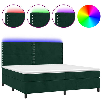 Boxspringbett mit Matratze & LED Dunkelgrün 200x200 cm Samt