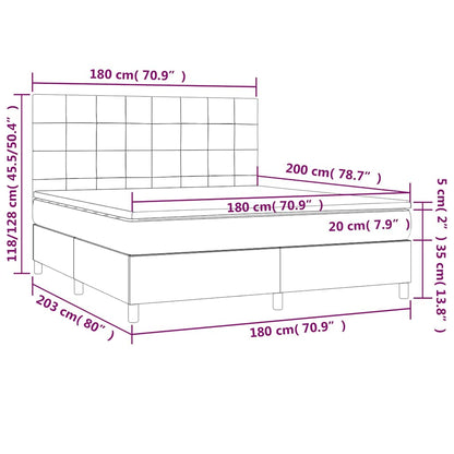 Boxspringbett mit Matratze & LED Dunkelgrün 180x200 cm Samt