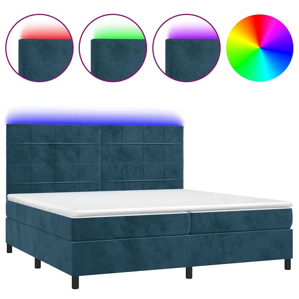 Boxspringbett mit Matratze & LED Dunkelblau 200x200 cm Samt